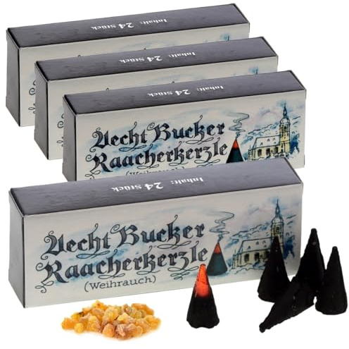 Bockauer Räucherkerzen Erzgebirgische Aecht Bucker Raacherkerzle - Echt, Räucherduft:4 Packs Weihrauch