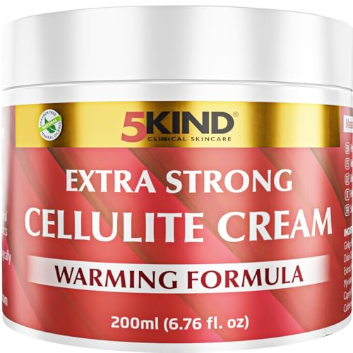 5Kind Extra Stark Anti-Cellulite Creme 200 ml – Natürliche wärmende Formel gegen Cellulite – Straffende Creme gegen Orangenhaut, effektive Cellulite-Behandlung - Beste hautstraffende