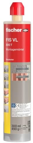 fischer Montagemörtel FIS VL 300 T, Injektionsmörtel für Standardanwendungen in gerissenem Beton und Mauerwerk, hohe Flexibilität durch abgestimmte Systemkomponenten, 300 ml, inkl. 2 Statikmischer