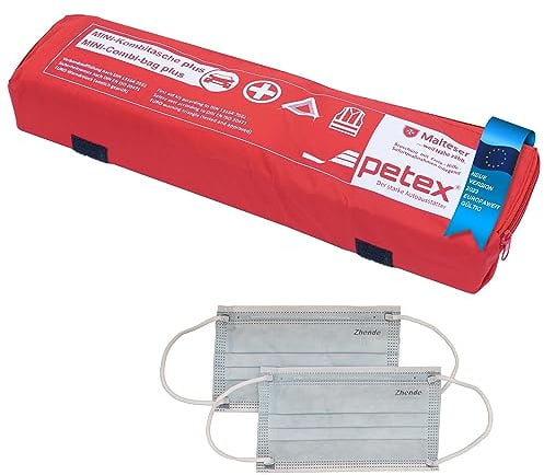 Petex 43999712 Kombitasche p l u s mit Klettband best. aus EURO-Warndreieck, Verbandstofffüllung und Sicherheitsweste, rot