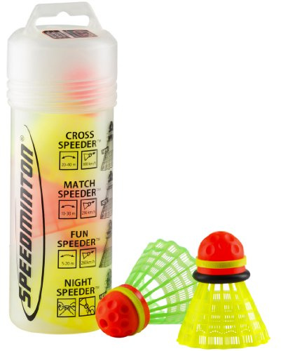 Speedminton MIX Speeder - 5er Pack Speed Badminton/Crossminton Bälle gemischt inkl. Windring, gelb/rot/grün, einheitsgröße, 400206