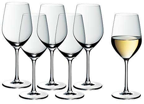 WMF Easy Plus Weingläser Weißwein 6er Set, Weinglas 390 ml, Kristallglas, spülmaschinenfest, transparent