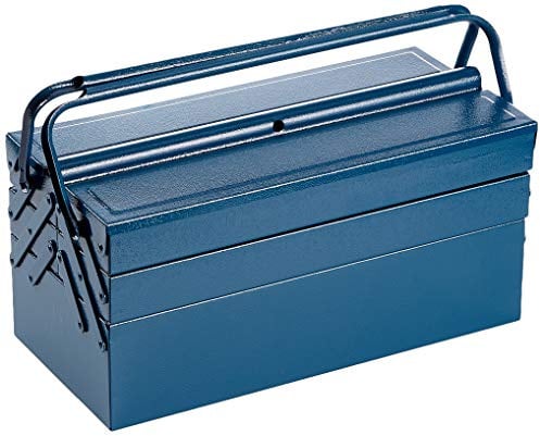 Brüder Mannesmann Montage-Werkzeugkasten leer, mit 5 Fächern - Werkzeugkoffer Leergehäuse mit 4 Schwenkfächern und 1 Bodenfach - aus robustem Stahlblech - 46 x 23 x 23 cm | M 211-430