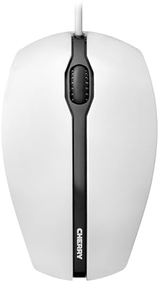 CHERRY GENTIX Corded, Kabelgebundene Maus, Präzises Scrollrad, Optischer Sensor, Symmetrisches Design für Links- & Rechtshänder, Kabel 1,8 m, USB 2.0, Weiß-Grau