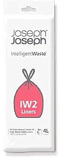 Joseph Joseph IW2 Biologisch abbaubare, kompostierbare Beutel, Packung mit 50 Müllbeuteln für Lebensmittelabfälle, weiß, klein, 4 Liter, Klar
