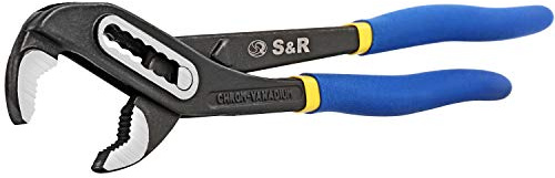 Vielseitige S&R-Wasserpumpenzange 242mm – Kombizange & Rohrzange aus CR-V-Werkzeugstahl mit Phosphatierung, 7-Positionen-verstellbar, ergonomische Griffe für Klempner-, Montage- und Wartungsarbeiten