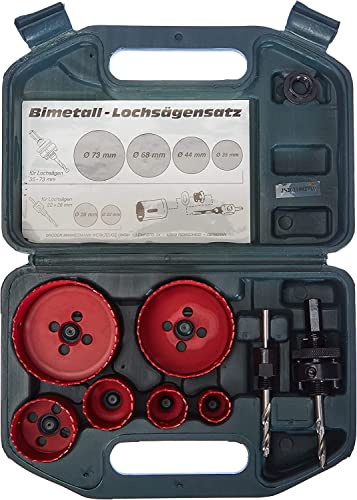 Brüder Mannesmann Bimetall-Lochsägen-Set 8-tlg., für Holz, Metall und Kunststoff, mit Zentrierbohrer und Aufbewahrungskoffer, vielseitig einsetzbar | M44100