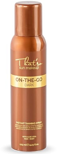 That'so On The Go Dark Selbstbräuner Gesicht Bräunungsspray und Körper 125ml mit Aloe Vera und Matrixyl, intensiver Selbstbräuner Spray, Self Tanner, Gesichtsbräuner mit Anti-Aging Wirkung