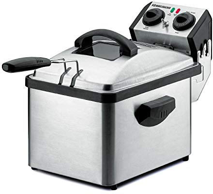 ROMMELSBACHER FRP 2135/E Kaltzonenfritteuse - Fassungsvermögen 3,5 Liter, Temperatur bis 190 °C stufenlos regelbar, 30 Minuten Zeitschaltuhr, zur Reinigung zerlegbar, Edelstahl