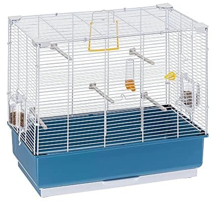 Ferplast Vogelkäfig Piano 4, Kanarienvogelkäfige, Kleiner Vogelkäfig, mit Vogelhäuschen, Vogeltränke, Wasserspender, 59 x 33 x H 55 cm, mit Zubehör, Abbnehmbarer Napf