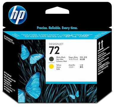 HP 72 Originaler DesignJet Druckkopf (C9384A) in Mattschwarz & Gelb, für HP DesignJet T2300 eMFP, T1300, T1200, T1120, T1100, T1100 MFP, T795, T790, T770, T620, T610 & T600 Großformatdrucker