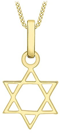 Carissima Gold 9ct Yellow Gold David Star Large Pendant Necklace of 45.72cm