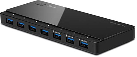 TP-Link UH700 USB 3.0 Hub mit Stromversorgung, 7-Port USB Verteiler & Splitter, idealer USB Adapter mehrfach für Windows, Mac, Chrome & Linux OS, mit Netzteil & EIN/Aus-Schalter
