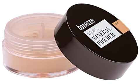 Benecos Natural Mineral Powder sand - loses Puder mit innovativem Dreheinsatz - mattierend - für ebenmäßigen Teint - mit Bio-Rizinusöl & Vitamin E - talkfrei & vegan - 6g