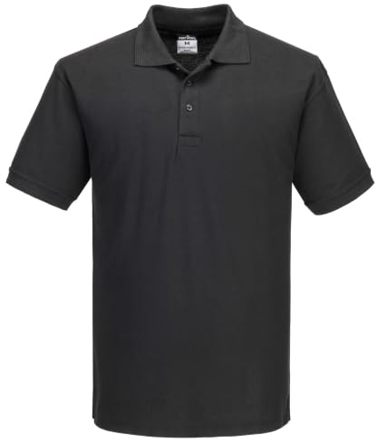 Portwest B210 Herren Naples Poloshirt Aus Piqué Mit UV-Schutz | Schwarz, 4XL, 40+ UPF Blockiert 98 Prozent UV-Strahlen, Polyester-Baumwollgewebe, Personalisierbar Für Einheitliche Teams