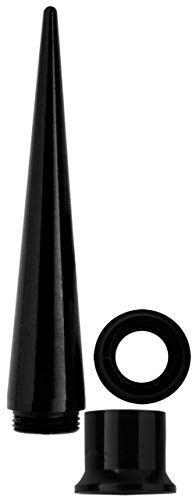 Acryl Ohr Piercing 2 in 1 Set, 1 x Flesh Tunnel, 1 x Dehner, schwarz, Durchmesser 12 mm