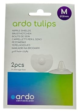 Ardo Tulips Brusthütchen aus Silikon – Größe M – Hauchzartes BPA-freies Stillhütchen für schmerzende Brustwarzen beim Stillen – Erleichtert die Ernährung des Babys mit Muttermilch – 20mm