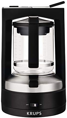 Krups Filterkaffeemaschine T8, 850 Watt, automatische Abschaltung, 8-12 Tassen, 1L Fassungsvermögen, permanenter Filter, beleuchteter Ein-/ Ausschalter, benutzerfreundlich, schwarz, KM4689