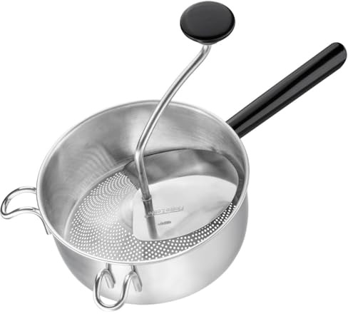 GEFU Passiergerät Original FLOTTE LOTTE - Edelstahl Passiermühle mit 2-mm-Lochung, 1,5 l & Abstreiffunktion, Küchenklassiker für Gemüse, Obst & Püree