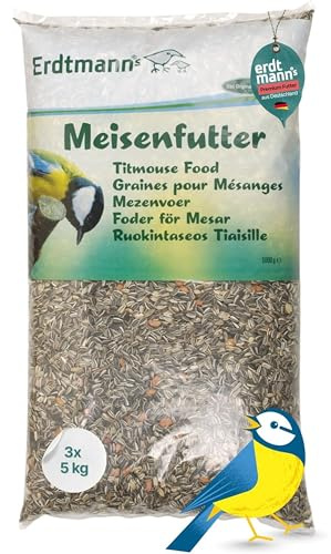Erdtmanns - Meisenfutter als Streufutter 15kg (3x5kg) I Ohne Weizen I Hochwertiger Inhalt I Beliebt bei verschiedenen Vogelarten I Einfache Handhabung I Vielseitig einsetzbar