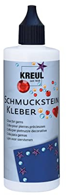 KREUL 49602 - Schmucksteinkleber, 125 ml Flasche, auf Wasserbasis hergestellt, trocknet transparent, mit feiner Düse für punktgenaues Aufkleben der Schmucksteine