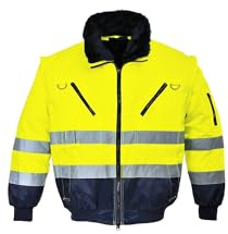 Portwest Hi-Vis Warnschutz 3-in-1 Pilotjacke, Größe: L, Farbe: Gelb/Marine, PJ50YNRL
