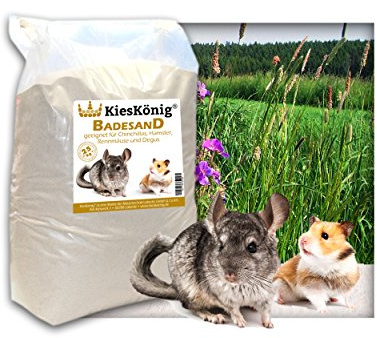 Kieskönig Premium Badesand für Chinchillasand, Hamster, Rennmäuse und Degus - samtweiche abgerundete Körnung 25 Kilogramm