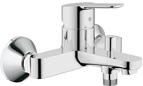 GROHE BauEdge, Badewannenarmatur (Duscharmatur für die Badewanne, Mischbatterie mit automatischer Umstellung Wanne/Brause, mit integriertem Rücklaufventil, S-Anschlüsse), chrom, 23334000