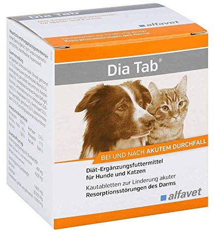 Alfavet Dia Tab Kautabletten für Hunde und Katzen bei Durchfall 6 x 5,5 g