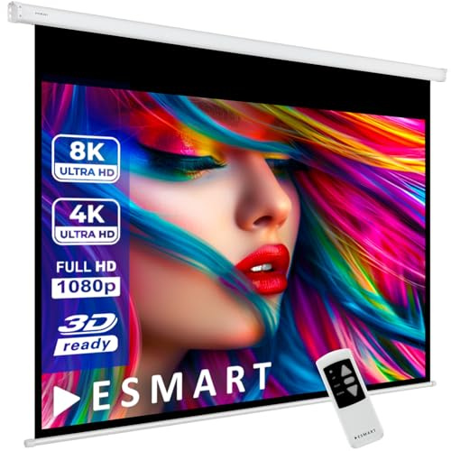 ESMART Professional MIMOTO Motor-Leinwand 271 cm Bild 234 x 176 cm (115) 4:3 | Programmierbare Fernbedienung | Vollmaskierung | Heimkino elektrische Beamer Projektionsleinwand Motor LCD LED