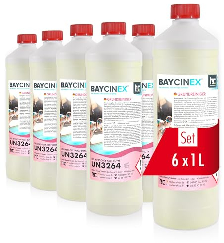 6 x 1 L BAYCINEX Grundreiniger für Pool und Schwimmbad | saurer Reiniger für Schmutzablagerungen im Schwimmbecken