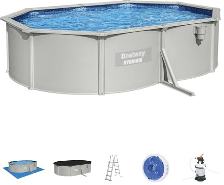 Bestway Hydrium StahlwandPool Set, oval mit Sandfilterpumpe, 500 x 360 x 120 cm, weiß