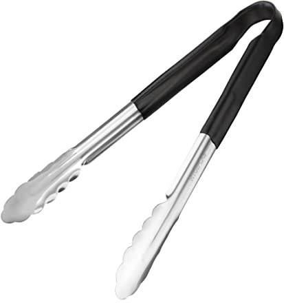 Hygiplas Pro-Grade Küchenzange 300mm, schwarz farbcodiert - allgemeine Verwendung, Edelstahl, Griffe mit Vinylbeschichtung | CB153
