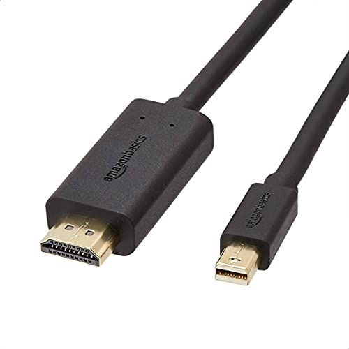 Amazon Basics Mini DisplayPort auf HDMI Kabel, mit vergoldeten Anschlüssen, unterstützt nahtloses Digital-Audio und Full HD-Auflösung, 1.8 m, Schwarz