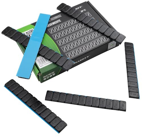 HASKYY 25 Auswuchtgewichte SCHWARZ 12x5g Klebegewichte Stahlgewichte Kleberiegel 60g mit ABRISSKANTE verzinkt & kunststoffbeschichtet KG SCHWARZ 5gx12 1,5kg