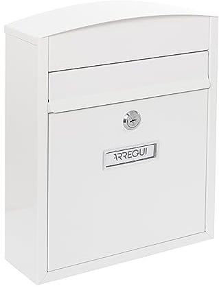ARREGUI Compact E5731 Briefkasten aus Verzinktem Stahl, Größe S (DIN A5 Post), Wandbriefkasten für den Außenbereich, Wasserfest, Postkasten mit Namensschild, 2 Schlüssel, Einfache Montage, Weiß