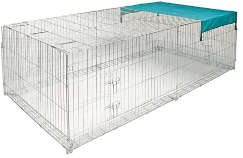 Kerbl Pet Freigehege mit Ausbruchsperre, 230 x 115 x 70 cm, mit Sonnenschutzabdeckung, 4 x seitlichen Türen, langlebig
