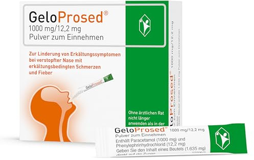GeloProsed® Pulver zum Einnehmen: Effektive Linderung von Erkältungssymptomen wie Kopfschmerzen und Fieber im Zusammenhang mit einer verstopfter Nase – praktisch für Unterwegs, 10 Beutel