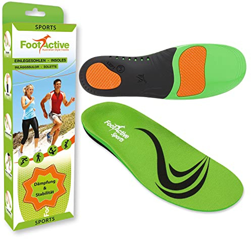 FootActive SPORT - Einlegesohlen für Sport, Freizeit und Beruf, Green, 39/41 EU - S