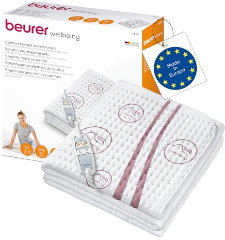 Beurer UB 90 Wärmeunterbett mit 2 Temperaturzonen und je 9 Temperaturstufen | Anschmiegsame Wärmebettunterlage mit Rückschaltautomatik, 150 x 80 cm für Extra-Komfort, maschinenwaschbar