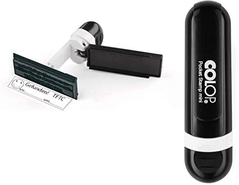 Geocaching Stempel 200 Motive - 5 Farben Wunschtext Stamp mit eurem Text von Colop Taschenstempel Schwarz