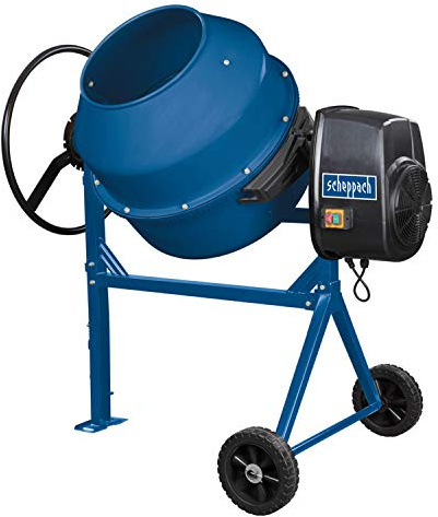 Scheppach Betonmischer MIX160 (650 W, Fassungsvermögen 160 L, Drehzahl 29,5 min-1, langlebig und robust, Zahnräder aus Guss)