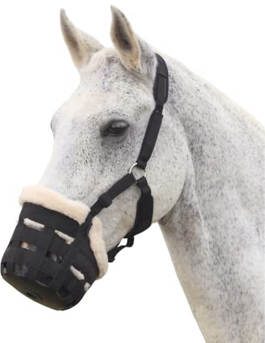 Deluxe-Weidenmaulkorb von Shires für Pferde, aus Nylon Cob schwarz