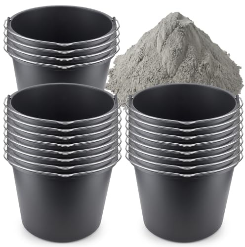 DEWEPRO Baueimer 20 Liter 20er Set – Mörteleimer mit Skalierung & Henkel | 20 robuste Baueimer aus recyceltem Kunststoff mit Metallbügel für Bau-, Garten-, Hof- und Haushaltsarbeiten