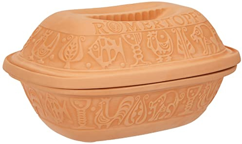 Römertopf Bräter Klassiker 3 L Schmortopf Naturton mit Deckel | Für 4 Personen, ca. 34,5 x 22,5 cm, Dampfgarprinzip ohne Fett, backofenfest, wässern vor dem Garen, seit 1967