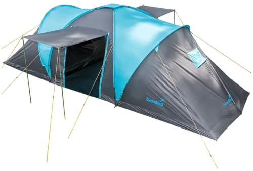 Skandika Kuppelzelt Hammerfest für 6 Personen | Campingzelt mit/ohne eingenähtem Zeltboden, mit/ohne Sleeper Technologie & schwarzen Kabinen, 2 Schlafkabinen, Moskitonetze, 2 m Stehhöhe, wasserdicht