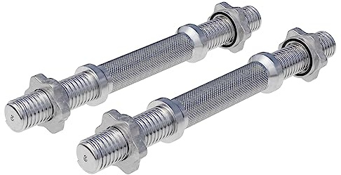 GORILLA SPORTS® Kurzhantelstangen - 2er Set, Länge 35cm, Ø 30mm, mit 4 Sternverschlüsse, Griff gerändelt, Verchromt, Silber oder Schwarz - Hantelstangen, Kurzhantel, Hantelgriffe