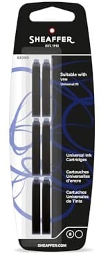Sheaffer Tintenpatronen Universal (für Füllfederhalter VFM, nicht löschbar, 6 Stück ) Schwarz