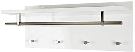 HAKU Wandgarderobe edelstahloptik, weiß, MDF - Maße: B 75 x H 30 x T 26 cm, Style: Modern