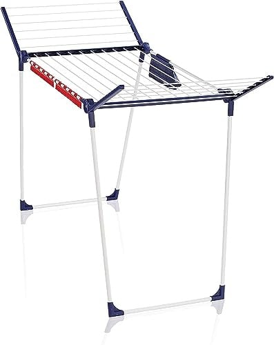 Leifheit Wäscheständer Pegasus 180 Solid Plus, 18 m Trockenlänge, klappbar | Parallele Standbeine für hohe Standfestigkeit, 105cm Flügel, 2 Kleinteilehalter, Wäscheklammerbeutel, 157,0 x 66,0 x 105,0 cm